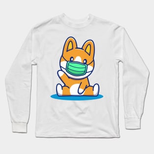 Dog wearing a face mask Long Sleeve T-Shirt